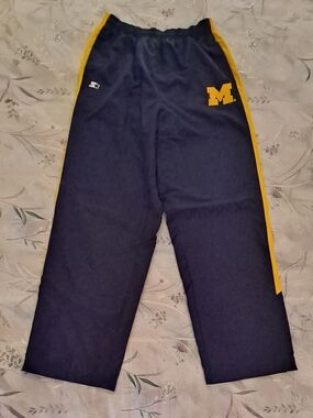 STARTER Michigan Wolverines  Navy Sweatpants with Yellow Stripe M Patch Size XL